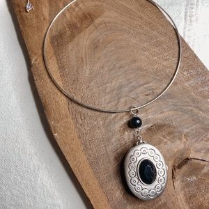 Silver Black Stone Pendant